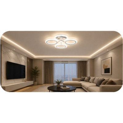 LED Люстра VARGO DL1103 48W WH Ø395×80 мм, CCT 3000K-4000K-6500K, з пультом керування