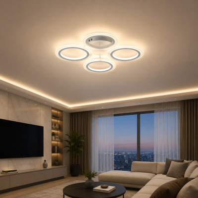 LED Люстра VARGO DL1103 48W WH Ø395×80 мм, CCT 3000K-4000K-6500K, з пультом керування