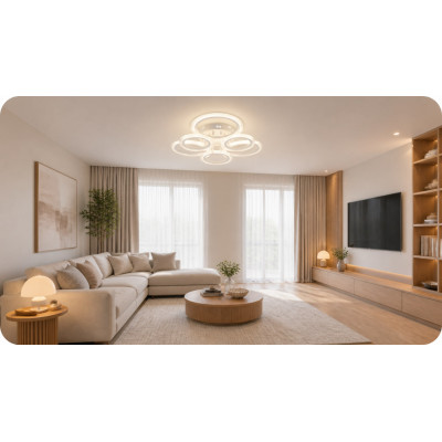 LED люстра 96 Вт біла з пультом, Ø530×110 мм — DL1107