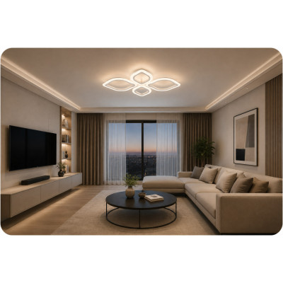 Світлодіодна стельова люстра LED 68W біла, 695×450×75 мм — DL1115