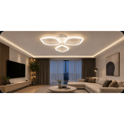 LED Люстра VARGO DL1118 36W WH Ø480×75 мм, 3000K-4000K-6500K, Біла