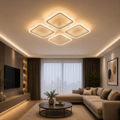 LED Люстра DL1123 VARGO 56W WH 335×335×85 мм Біла