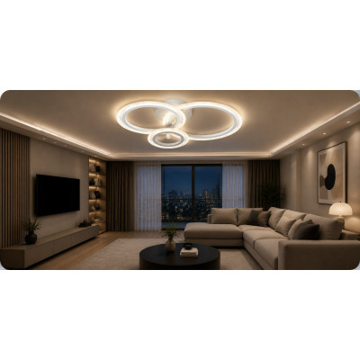 LED Люстра DL1157 VARGO, 60W, Білий, 460×350×135 мм, 3000K-4000K-6500K, з пультом керування