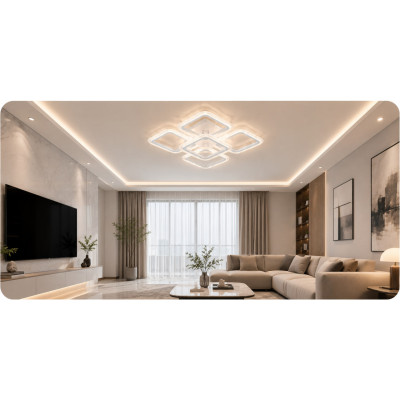 LED Люстра DL1173 VARGO, 110W, Білий, 470×470×105 мм, 3000K-4000K-6500K, з пультом керування