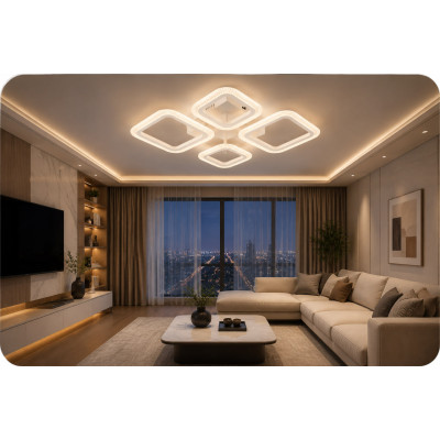 LED люстра VARGO DL1174 72W WH 635×460×70 з пультом керування