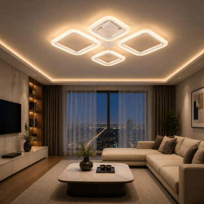 LED люстра VARGO DL1174 72W WH 635×460×70 з пультом керування