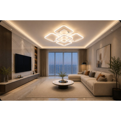 LED Люстра VARGO DL1229 110W WH 470×470×105 мм, 3000K-4000K-6500K, з пультом керування