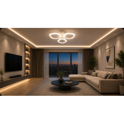 LED Люстра VARGO DL1233 30W WH Ø385×70 мм, 3000K-4000K-6500K, з пультом керування, димована