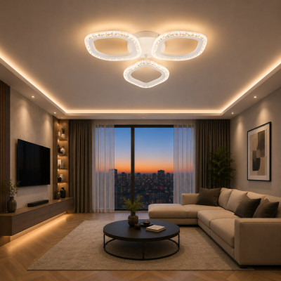 LED Люстра VARGO DL1233 30W WH Ø385×70 мм, 3000K-4000K-6500K, з пультом керування, димована