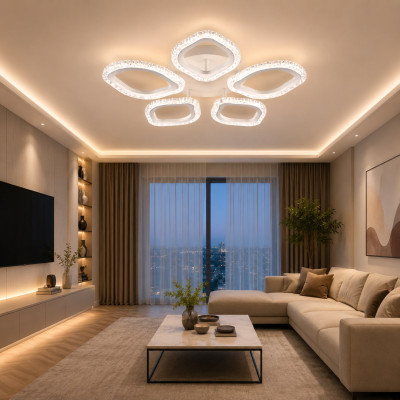 LED Люстра DL1234 VARGO 50W Біла Ø445×70 мм, CCT 3000K-4000K-6500K, з пультом керування
