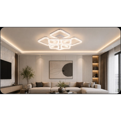 LED Люстра VARGO DL1251, 192W, Білий, 540×540×150 мм, 3000K-4000K-6500K, з пультом керування