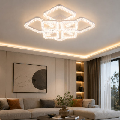 LED Люстра VARGO DL1251, 192W, Білий, 540×540×150 мм, 3000K-4000K-6500K, з пультом керування