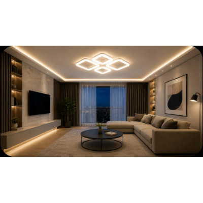 LED Люстра VARGO DL1252 96W WH, 670×480×100 мм