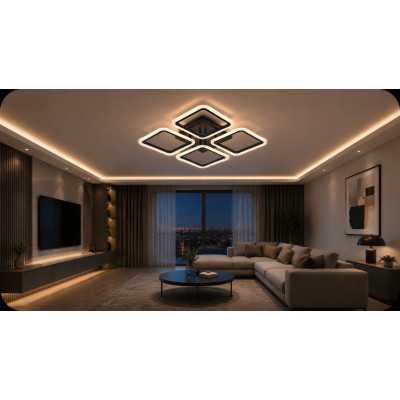 LED люстра VARGO DL1378 104W BK 530×530×85 мм
