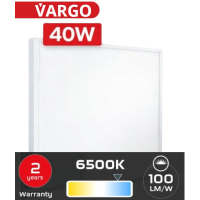 LED panel VARGO 40W 595x595x22mm 4000lm 6500K універсальна (накладна/вбудована) - V-119692