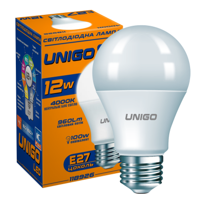 LED лампа UNIGO A60 12W E27 4000K 960lm (118926) LED лампа UNIGO A60 12W E27 4000K 960lm (118926)