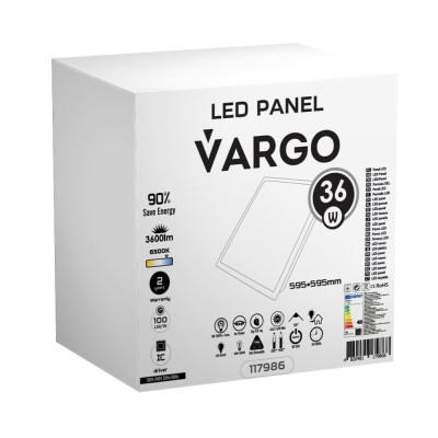 LED панель VARGO 36W 595х595x32mm 6500К 3600lm (117986) 2 роки гарантія