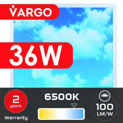 LED панель VARGO 36W 595х595x32mm 6500К 3600lm (119495) 2 роки гарантія 100lm/w небо