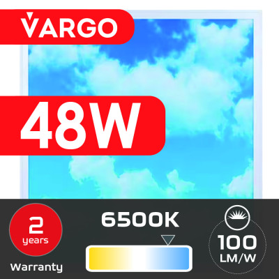 LED панель VARGO 48W 595х595x32mm 6500К 4800lm (119496) 2 роки гарантія 100lm/w небо