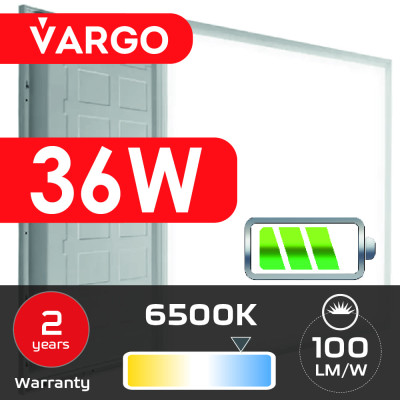 LED панель VARGO 36W 595х595x32mm 6500К 3600lm (119500) 2 роки гарантія 100lm/w з акумулятором