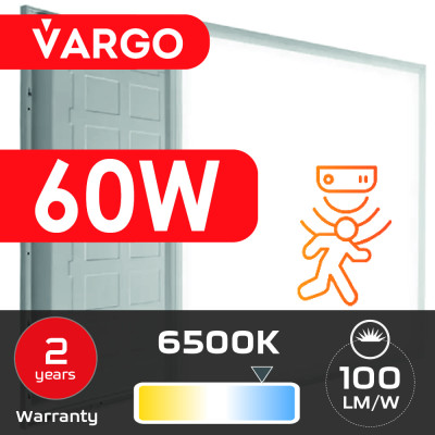 LED панель VARGO 60W 595х595x32mm 6500К 6000lm (119503) 2 роки гарантія 100lm/w з датчиком руху Microwave