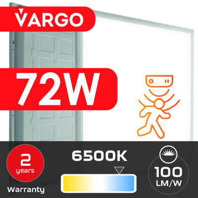 LED панель VARGO 72W 595х595x32mm 6500К 7200lm (119505) 2 роки гарантія 100lm/w з датчиком руху Microwave