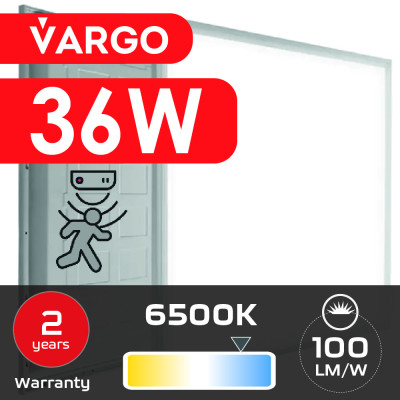 LED панель VARGO 36W 595х595x32mm 6500К 3600lm (119506) 2 роки гарантія 100lm/w з датчиком руху motion Sensor