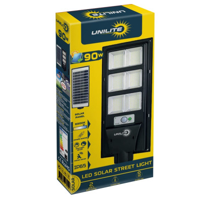 Светодиодный  светильник на солнечные батареи UNILITE 90W 6500K, Акумулятор: 3.2В, 9Ач Солнечная панель: 6В, 8Вт, с датчиком руху, 117919
