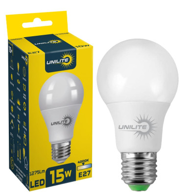 LED лампа UNILITE A60 15W E27 4000K 1275lm (111975)