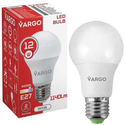 LED лампа VARGO A60 12W E27 6500К 1140lm (111735)