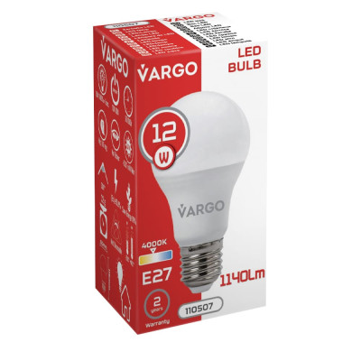 LED лампа VARGO A60 12W E27 4000K 1140lm (110507)