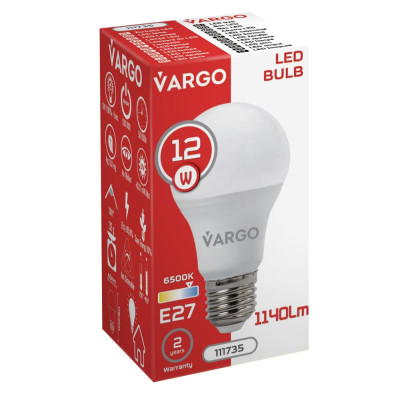 LED lamp VARGO A60 12W E27 6500K 1140lm (111735)