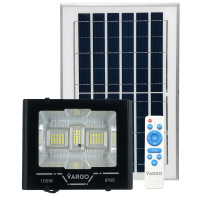 LED floodlight VARGO on a solar battery 100W Luminous flux: 5000lm Battery: 3.7V, 10,000mAh Solar panel: 6V, 10W Charging time 8 hours Working time: 8 hours Built-in day / night sensor, with control panel (117924)