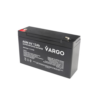 Cвинцево-кислотний аккумулятор AGM VARGO 6V 12AH (117478) 151х50х94(100) мм Cвинцево-кислотний аккумулятор AGM VARGO 6V 12AH (117478) 151х50х94(100) мм