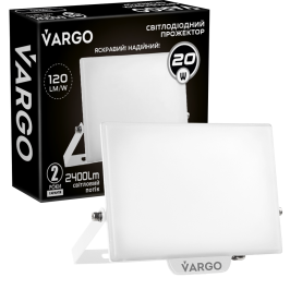 LED FLODLIGHT VARGO Premium 20W, 2400lm, 120lm/w, IC Driver, 2-year warranty, white (118920)
