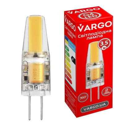 Светодиодная экономичная LED/ЛЭД лампа, лампа экономка D9.6×H35 mm G4, 3.5W, 4000K, AC-DC12V, V-114866 VARGO (Светодиодные лампочки)