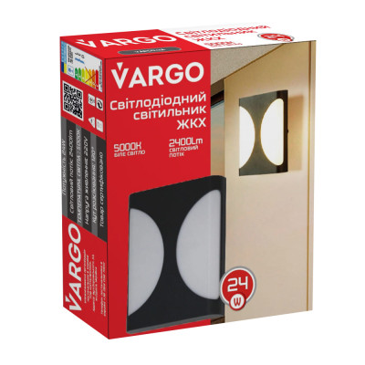 Светодиодный свитильник VARGO ЖКХ 24Вт 6500К 2400лм IP54 прямокутн. Размер: 200x162x58мм (111855)