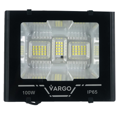 LED Прожектор VARGO на солнечной батарее 100W Световой поток: 5000lm Аккумулятор: 3.7V, 10 000mAh Солнечная панель: 6V, 10W Время зарядки 8 часов Время работы: 8 часов Встроенный датчик день/ночь, с пультом управления (1)