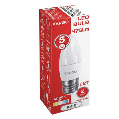 LED lamp VARGO C37 5W E27 4000K 665lm (110521)