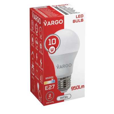 LED лампа VARGO A60 10W E27 6500К 950lm (111734)