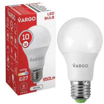 LED лампа VARGO A60 10W E27 6500К 950lm (111734)