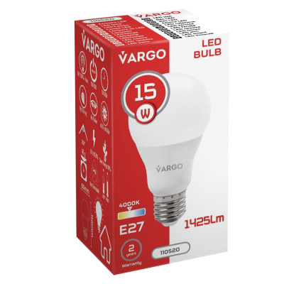 LED lamp VARGO A65 15W E27 4000K 1425lm (110520)