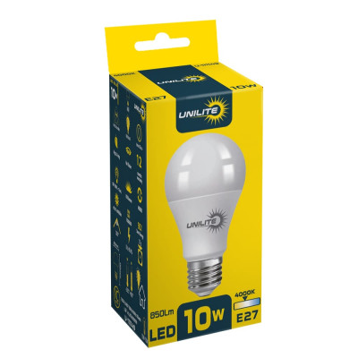 LED лампа UNILITE A60 10W E27 4000K 850lm (111149)