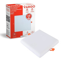 VARGO square 18W 4000K 1800lm with adjustable clamps hole size 50-105mm, size 120*120mm (111781)