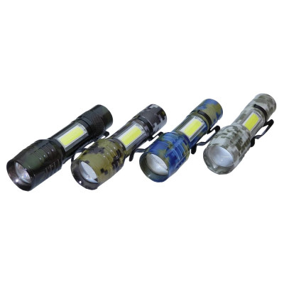 LED ліхтарик VL677  алюмінієвий 111199 1LED, zoom, 18650х1шт / АААх3шт, зарядний пристрій, розмір 130х32mm, в коробці