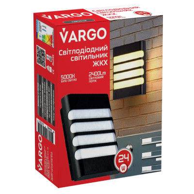 Светодиодный светильник VARGO ЖКХ 24Вт 6500К 2400лм IP54 прямокутн.с решёткой Размер: 200x162x58мм (111853)