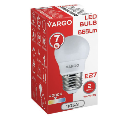 LED лампа VARGO G45 7W E27 4000K 665lm (110541)