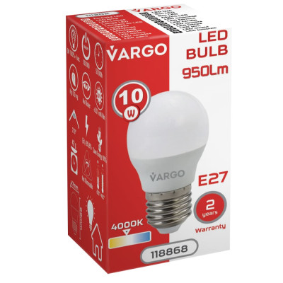 LED лампа VARGO G45 10W E27 4000K 950lm (118868)