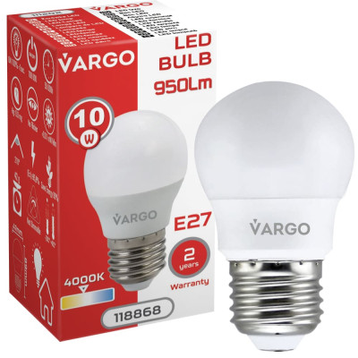 LED лампа VARGO G45 10W E27 4000K 950lm (118868)