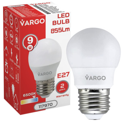LED лампа VARGO G45 9W E27 6500K 855lm (117970)